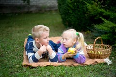 Girl boy picnic royalty free stock photos Girl boy picnic royalty free stock photos