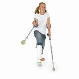 Girl with a broken leg dancing on crutches