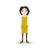 Girl brunette character serious female yellow dress template for design work and animation on white background full Royalty Free Stock Image Girl brunette character serious female yellow dress template for design work and animation on white background full Royalty Free Stock Image