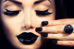 Girl with Caviar Black Manicure