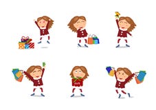 Girl characters vector, Sale, Christmas and happy new year shopp stock illustration Girl characters vector, Sale, Christmas and happy new year shopp stock illustration
