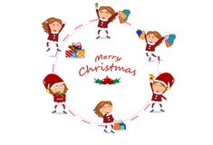 Girl characters vector, Sale, circle ring design, Christmas and stock illustration Girl characters vector, Sale, circle ring design, Christmas and stock illustration