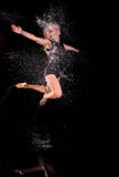 Girl dancing water jumping black background stock photo Girl dancing water jumping black background stock photo