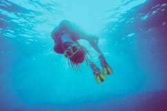 Girl dive underwater royalty free stock photography Girl dive underwater royalty free stock photography