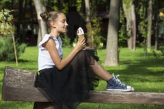 Girl Eating Ice Cream Stock Photo