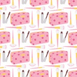 Girl fashion accessories casual woman style shopping items and beautiful cosmetic or makeup tools seamless pattern Stock Illustration Girl fashion accessories casual woman style shopping items and beautiful cosmetic or makeup tools seamless pattern Stock Illustration