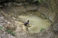 Girl fetches Unhygienic drinking water from a well