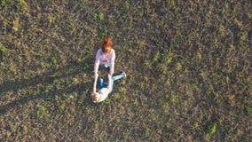 The girl and the guy spin around held by hands on the field stock footage The girl and the guy spin around held by hands on the field stock footage