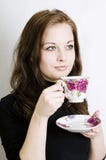 Girl Holding A Cup Stock Image