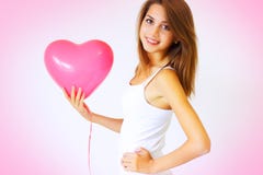 Girl Holding A Large Heart Royalty Free Stock Photo