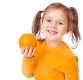 Girl Holding An Orange Royalty Free Stock Photography