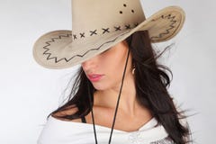 Girl In A Cowboy S Hat Stock Images