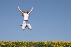 Girl In A Jump, Looking Up Stock Photography