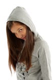 Girl In Hooded Sweatshirt Stock Photo