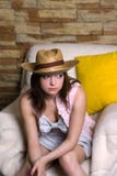 Girl In Yellow Hat Royalty Free Stock Photography Girl In Yellow Hat Royalty Free Stock Photography