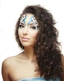 Girl with makeup, with a fish in a glass stock photography Girl with makeup, with a fish in a glass stock photography
