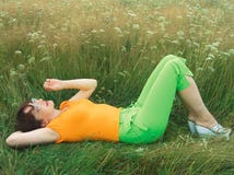 Girl On Grass Royalty Free Stock Images