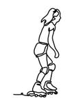 Girl on rollers. Continuous line drawing. Isolated on the white background. Vector monochrome, drawing by lines Stock Images Girl on rollers. Continuous line drawing. Isolated on the white background. Vector monochrome, drawing by lines Stock Images