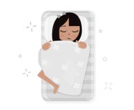 Girl sleeping in bed. Modern style vector illustration on white background. stock illustration Girl sleeping in bed. Modern style vector illustration on white background. stock illustration