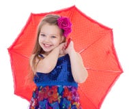 Girl with umbrella posing in studio. stock photo Girl with umbrella posing in studio. stock photo
