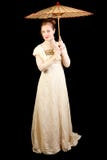 Girl in Victorian dress holding a Chinese umbrella royalty free stock photos Girl in Victorian dress holding a Chinese umbrella royalty free stock photos