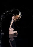 Girl water circle hair black background stock image Girl water circle hair black background stock image