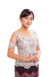 Girl wearing ethnic costume of Indonesia royalty free stock photography Girl wearing ethnic costume of Indonesia royalty free stock photography