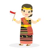 Indonesian Girl Wearing Padang Traditional Dress. Outline Cartoon ...