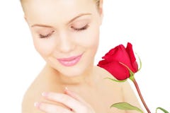Girl With A Red Rose Royalty Free Stock Images