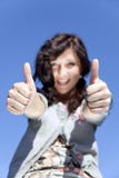 Girl With Blue Eyes Which Show Hand OK Symbol. Stock Image Girl With Blue Eyes Which Show Hand OK Symbol. Stock Image