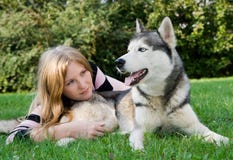 Girl With Dog Stock Photo