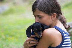 Girl With Dog Stock Image
