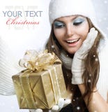 Girl With Gift Royalty Free Stock Image Girl With Gift Royalty Free Stock Image