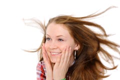 Girl With Hair Fluttering In The Wind Stock Image Girl With Hair Fluttering In The Wind Stock Image