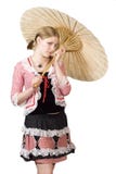 Girl With Parasol Stock Images