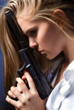 Girl With Pistol Stock Image Girl With Pistol Stock Image