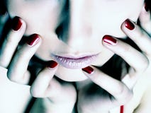 Girl With Red Nails Royalty Free Stock Photo