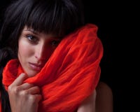 Girl With Red Scarf Royalty Free Stock Photo