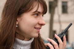Girl With Walkie-talkie. Royalty Free Stock Photos