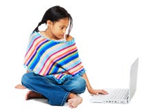 Girl Working On A Laptop Stock Image