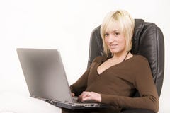 Girl Working On Computer Royalty Free Stock Image