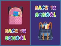 Girlie и Unisex сумки назад для того чтобы обучить плакат Promo иллюстрация штока Girlie и Unisex сумки назад для того чтобы обучить плакат Promo иллюстрация штока