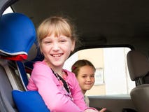 Girls In A Car Royalty Free Stock Photos