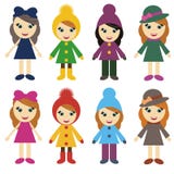 Girls In Different Clothes On White Background Royalty Free Stock Photography Girls In Different Clothes On White Background Royalty Free Stock Photography