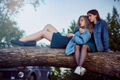 Girls summer secrets stock image Girls summer secrets stock image