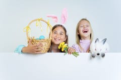 Girls With Easter Bunny Stock Images Girls With Easter Bunny Stock Images