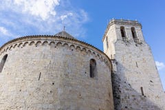 GIRONA, SPAIN - 11 OCTOBER 2020: View of the monastery of Sant Pere de Besalú from behind