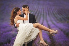 Gisement de lavande de mariage photographie stock libre de droits Gisement de lavande de mariage photographie stock libre de droits