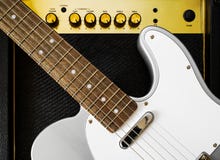 Gitarre elektrisch und Verstärker Sofortige Fotodrucke stockfotografie Gitarre elektrisch und Verstärker Sofortige Fotodrucke stockfotografie