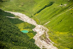 Glacial river in Adishi valley, Svaneti, Caucasus mountains, Georgia stock photography Glacial river in Adishi valley, Svaneti, Caucasus mountains, Georgia stock photography